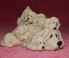 basset hound mama figurine with puppies called Peache's Puppies by Quarry Critters collectible